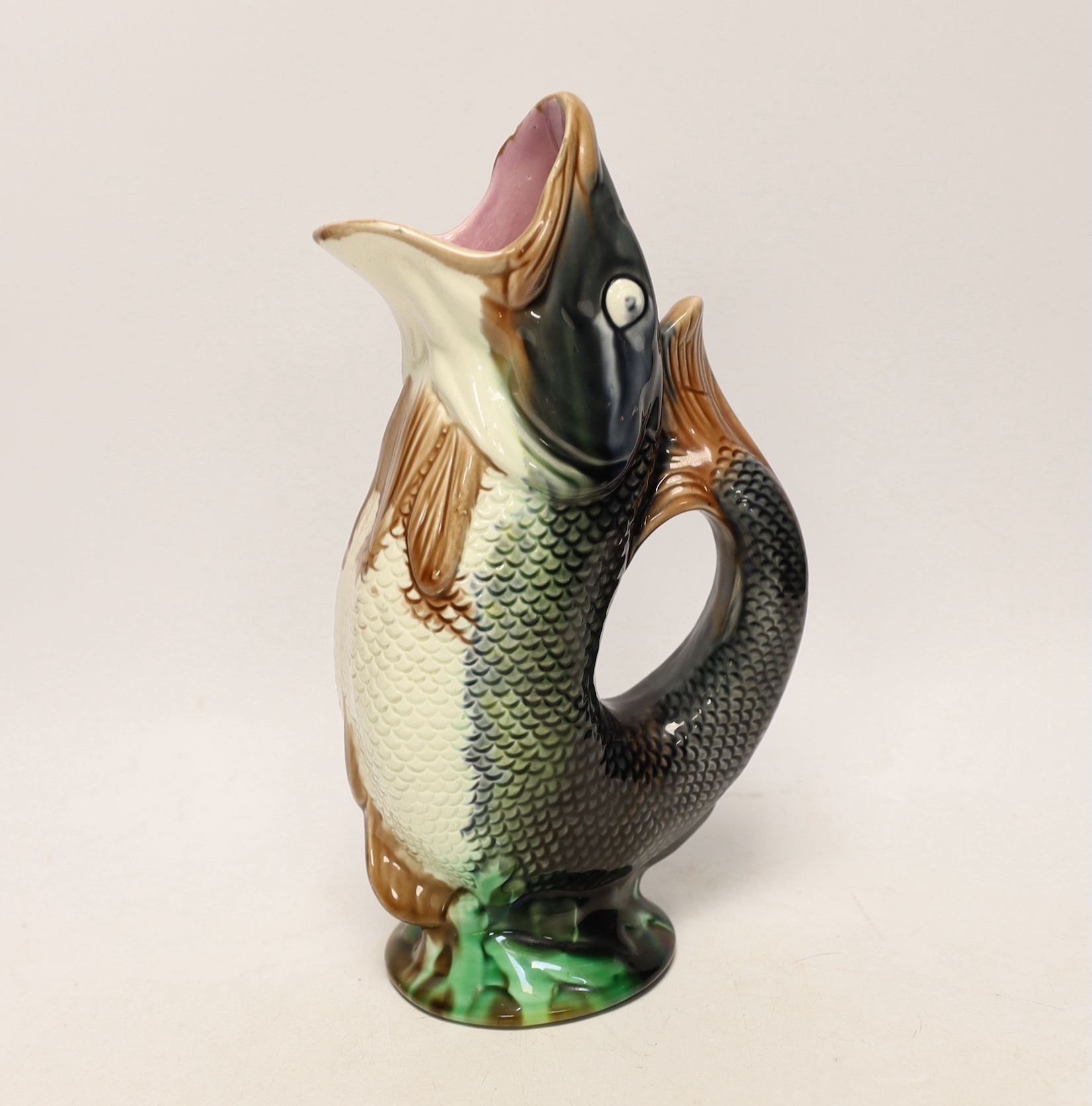 A Majolica gluggle vase, 25cm